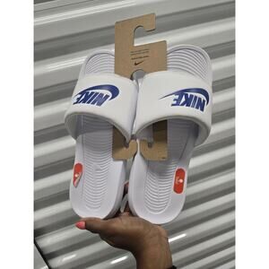Nike Victori One Slide White Blue Men Unisex Slip On Sandal CN9675-102, Size 8